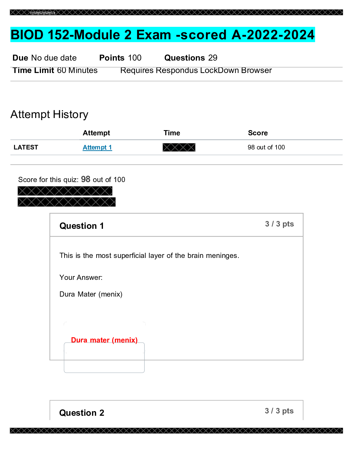 Preview image for BIOD 152-Module 2 Exam -scored A-2022-2024